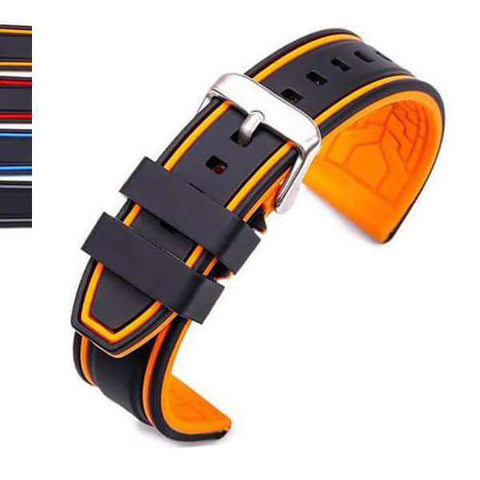 Dark Orange 20mm 22mm 24mm 26mm Orange / Red / Blue / Grey Rubber Watch Strap [W120]