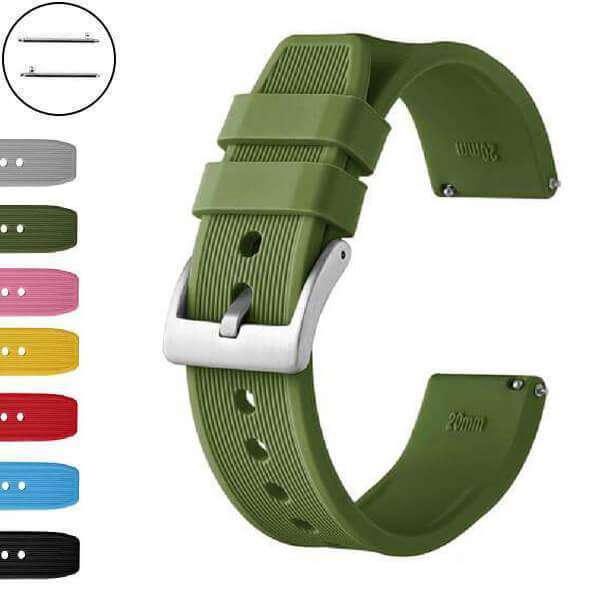 Dim Gray 18mm 20mm 22mm 24mm White / Yellow / Red / Pink / Blue / Green / Grey / Black Rubber Watch Strap with Quick Release Pin [W018]