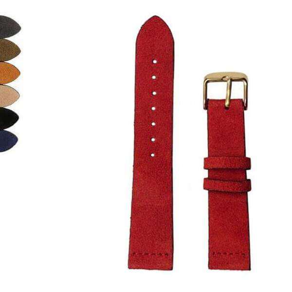Brown 16mm 18mm Red / Blue / Khaki / Brown / Grey / Black Suede Leather Watch Strap [W091]