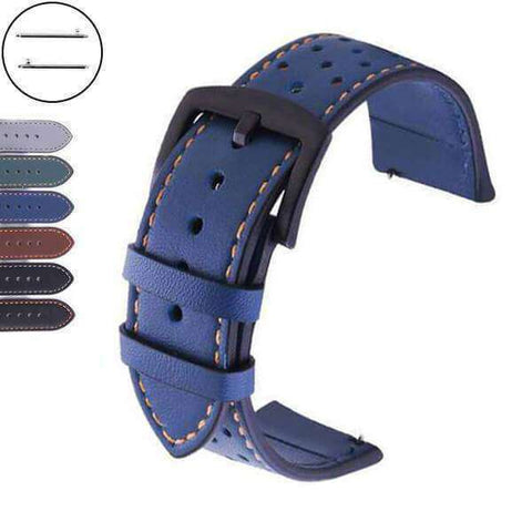 Dark Slate Blue 18mm 20mm 22mm 24mm Blue / Green / Brown / Grey / Black Leather Watch Strap with Quick Release Pin [W121]