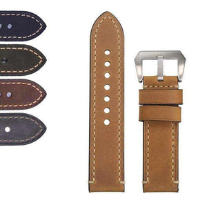 Sienna 20mm 22mm 24mm 26mm Green / Tan / Brown / Grey / Black Leather Watch Strap with Black Buckle [W135]