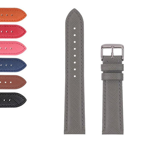 18mm 20mm 22mm Orange / Red / Pink / Blue / Brown / Grey / Black Leather Watch Strap [W172]