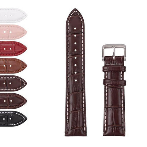 12mm 14mm 16mm 18mm 19mm 20mm 21mm 22mm 24mm 26mm White / Red / Pink / Brown / Black Leather Watch Strap [W173]