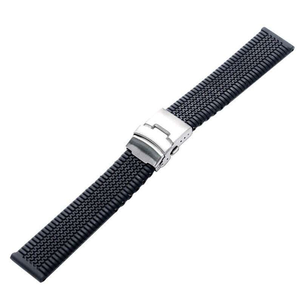 Dark Slate Gray 20mm 22mm 24mm Black Rubber Watch Strap [W163]