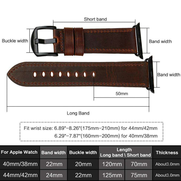 Brown / Black Leather Watch Bands for Apple Watch [W026]