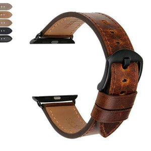 Saddle Brown Brown / Black Leather Watch Bands for Apple Watch [W026]