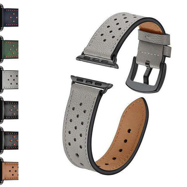 Sienna Green / Brown / Grey/ Black Leather Watch Bands for Apple Watch [W146]