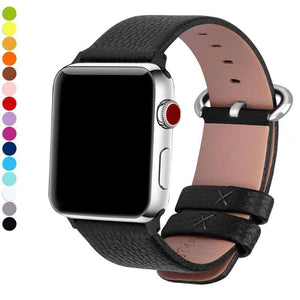 Black Leather Watch Bands for Apple Watch [W145]