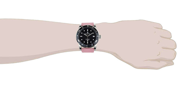 Black 22mm Lavender Pink Leather Watch Strap