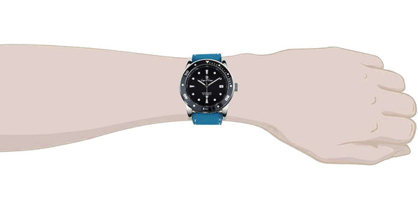 Black 22mm Ocean Blue Leather Watch Strap