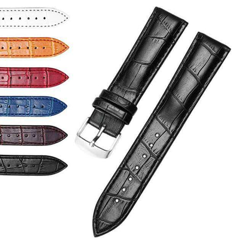 Dark Slate Gray 16mm 18mm 20mm 22mm White / Orange / Red / Blue / Brown / Black Leather Watch Strap [W160]