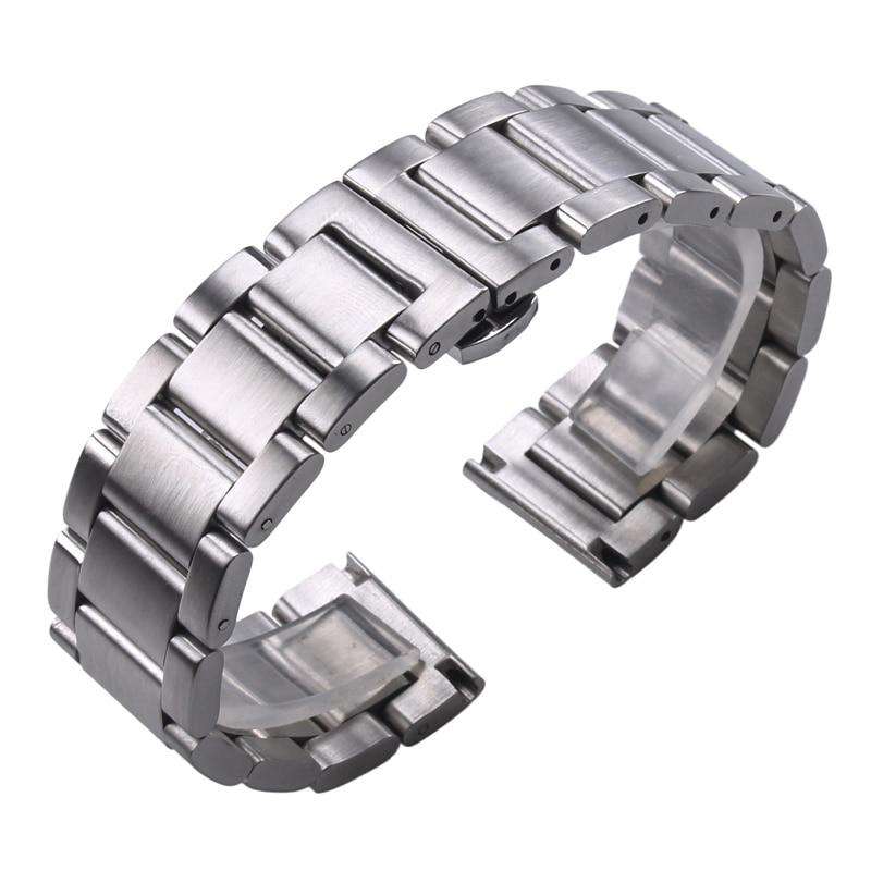 Lavender 18mm 20mm 21mm 22mm 23mm 24mm Silver Stainless Steel Bracelet Watch Strap [W062]