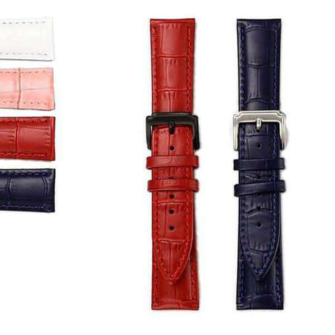 Brown 12mm 13mm 14mm 15mm 16mm White / Red / Pink / Blue Leather Watch Strap [W159]