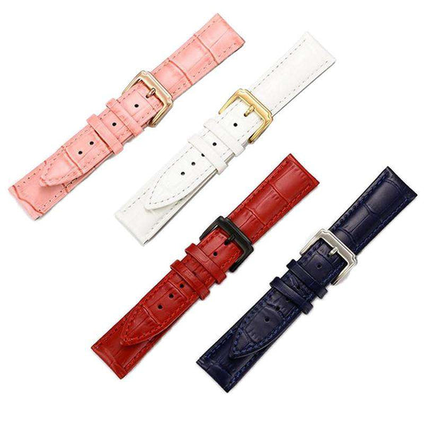 Brown 12mm 13mm 14mm 15mm 16mm White / Red / Pink / Blue Leather Watch Strap [W159]