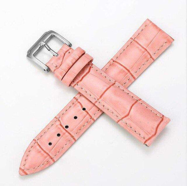 Light Pink 12mm 13mm 14mm 15mm 16mm White / Red / Pink / Blue Leather Watch Strap [W159]