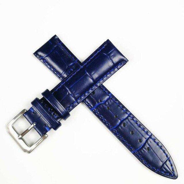 Midnight Blue 12mm 13mm 14mm 15mm 16mm White / Red / Pink / Blue Leather Watch Strap [W159]