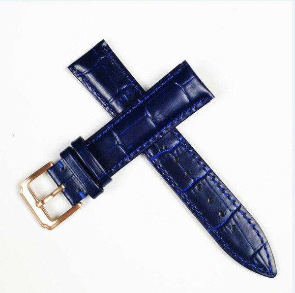 Midnight Blue 12mm 13mm 14mm 15mm 16mm White / Red / Pink / Blue Leather Watch Strap [W159]