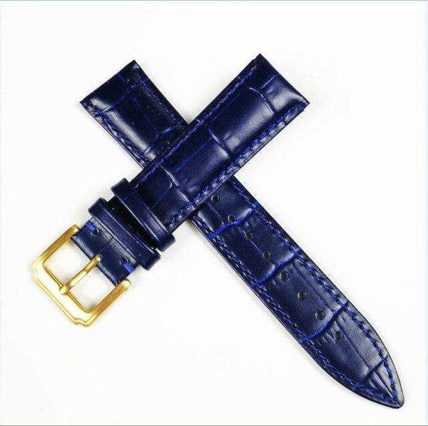 Midnight Blue 12mm 13mm 14mm 15mm 16mm White / Red / Pink / Blue Leather Watch Strap [W159]