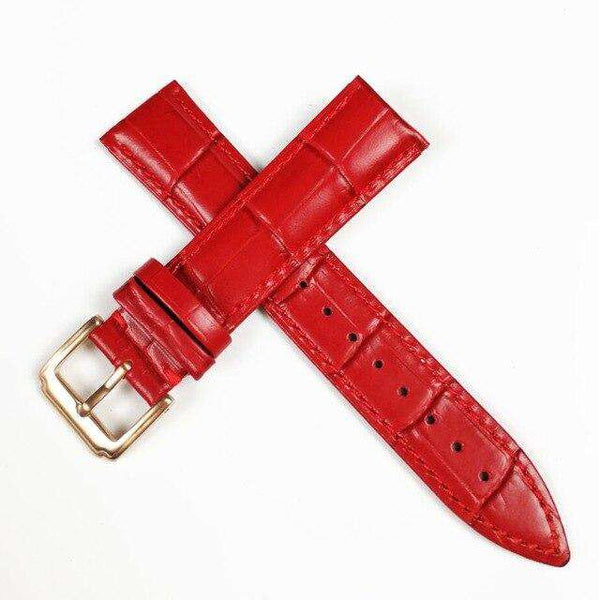 Firebrick 12mm 13mm 14mm 15mm 16mm White / Red / Pink / Blue Leather Watch Strap [W159]