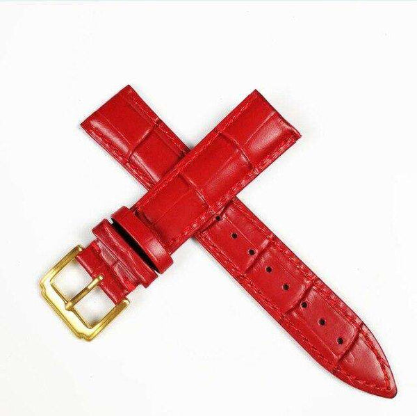 Firebrick 12mm 13mm 14mm 15mm 16mm White / Red / Pink / Blue Leather Watch Strap [W159]