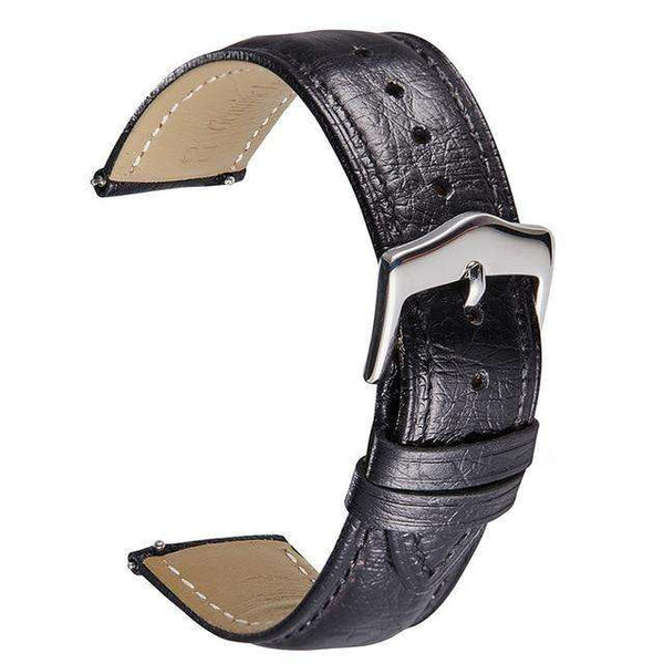 Black 18mm 20mm 22mm Orange / Red / Blue / Brown / Black Leather Watch Strap with Quick Release Pin [W158]
