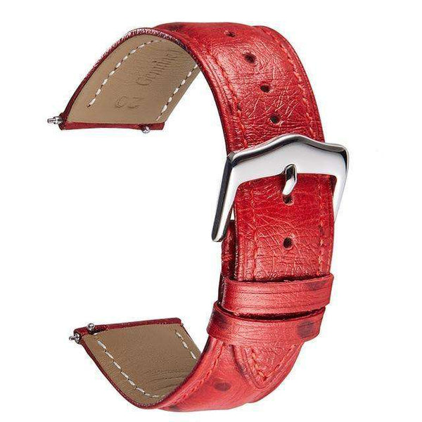 Firebrick 18mm 20mm 22mm Orange / Red / Blue / Brown / Black Leather Watch Strap with Quick Release Pin [W158]