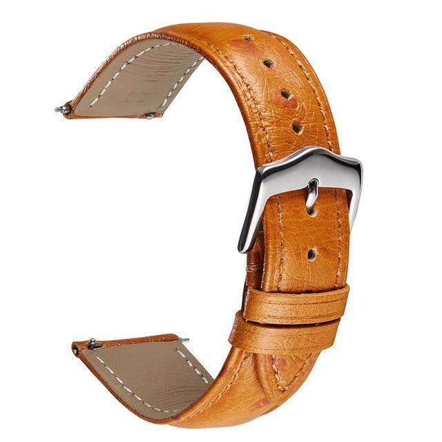 Chocolate 18mm 20mm 22mm Orange / Red / Blue / Brown / Black Leather Watch Strap with Quick Release Pin [W158]