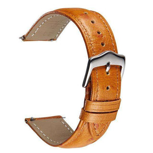 Chocolate 18mm 20mm 22mm Orange / Red / Blue / Brown / Black Leather Watch Strap with Quick Release Pin [W158]