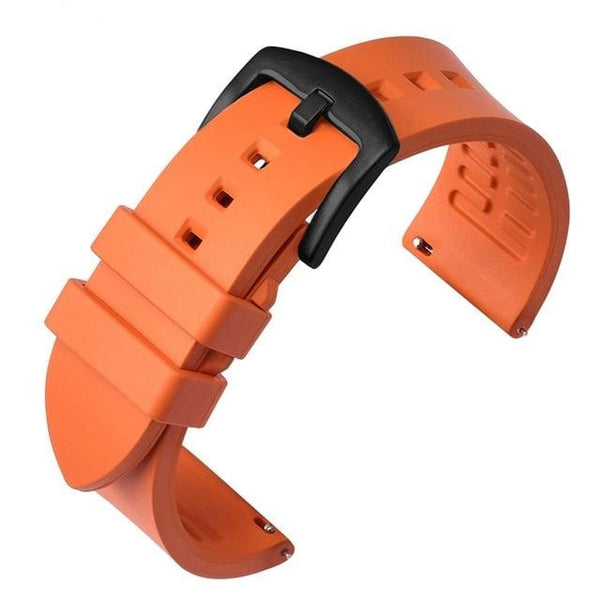 19mm 20mm 21mm 22mm 24mm Orange / Red / Blue / Green / Brown / Black Rubber Watch Strap with Quick Release Pin [W174]
