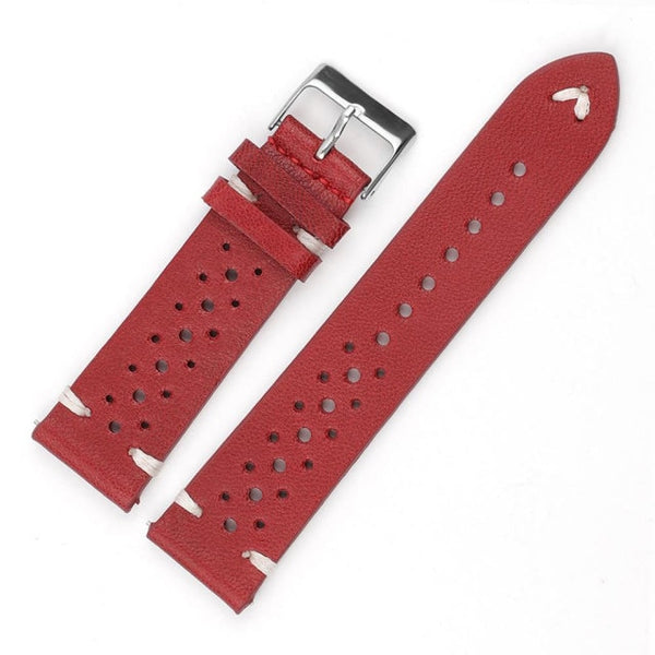 18mm 20mm 22mm 24mm Blue / Red / Brown / Black Leather Watch Strap [W175]