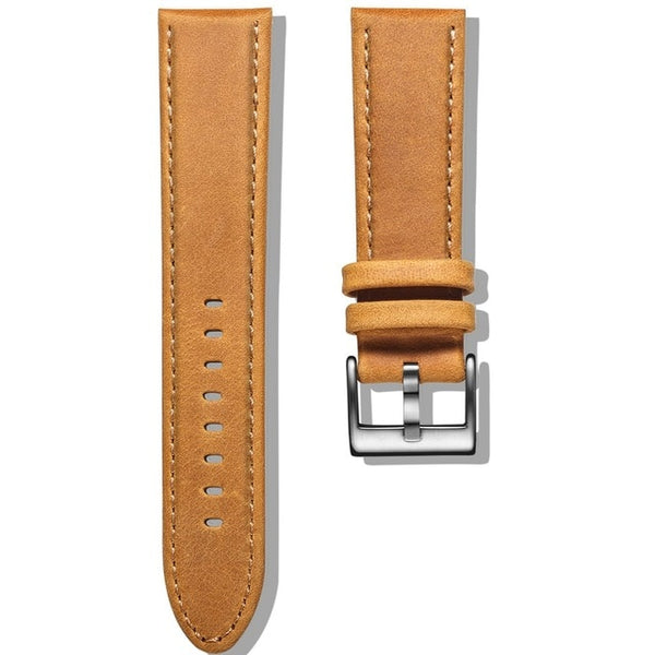 18mm 20mm 22mm Orange / Blue / Green / Brown / Grey / Black Leather Watch Strap with Quick Release Pin [W176]