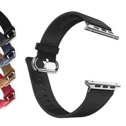 Dark Slate Gray Red / Blue / Brown / Black Leather Watch Bands for Apple Watch [W051]