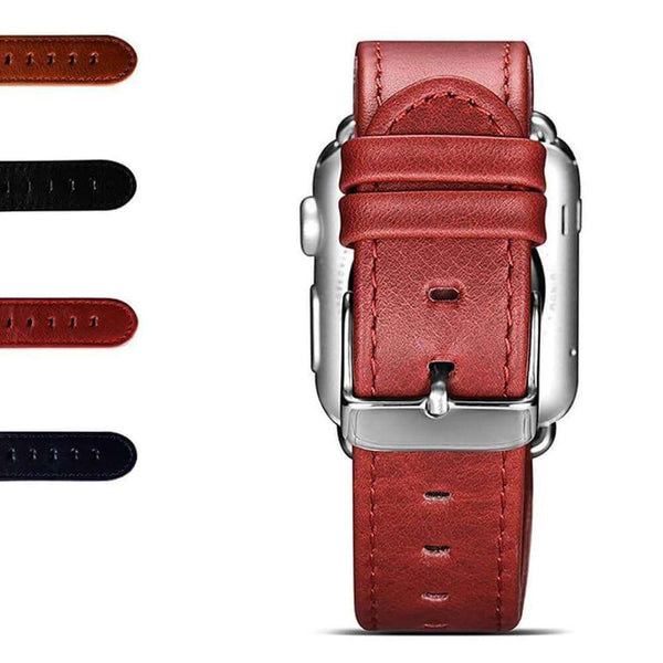 Maroon Red / Blue / Brown / Black Leather Watch Bands for Apple Watch [X]