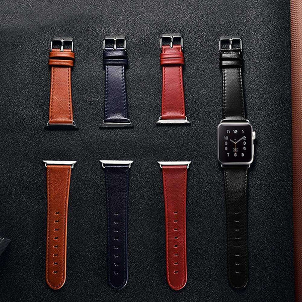 Red / Blue / Brown / Black Leather Watch Bands for Apple Watch [X]