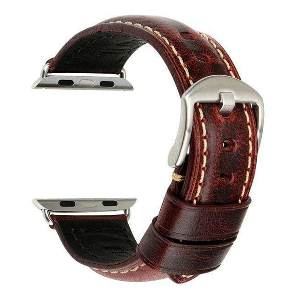 Red / Blue / Green / Brown Leather Watch Bands with Silver / Black for Apple Watch [W027]