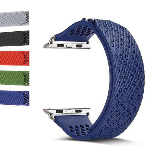 Dark Slate Gray Red / Blue / Green / Grey / Black Rubber Watch Bands for Apple Watch [W060]