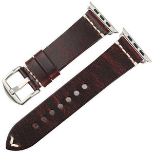 Dark Slate Gray Red / Brown / Grey Leather Watch Bands for Apple Watch [W108]