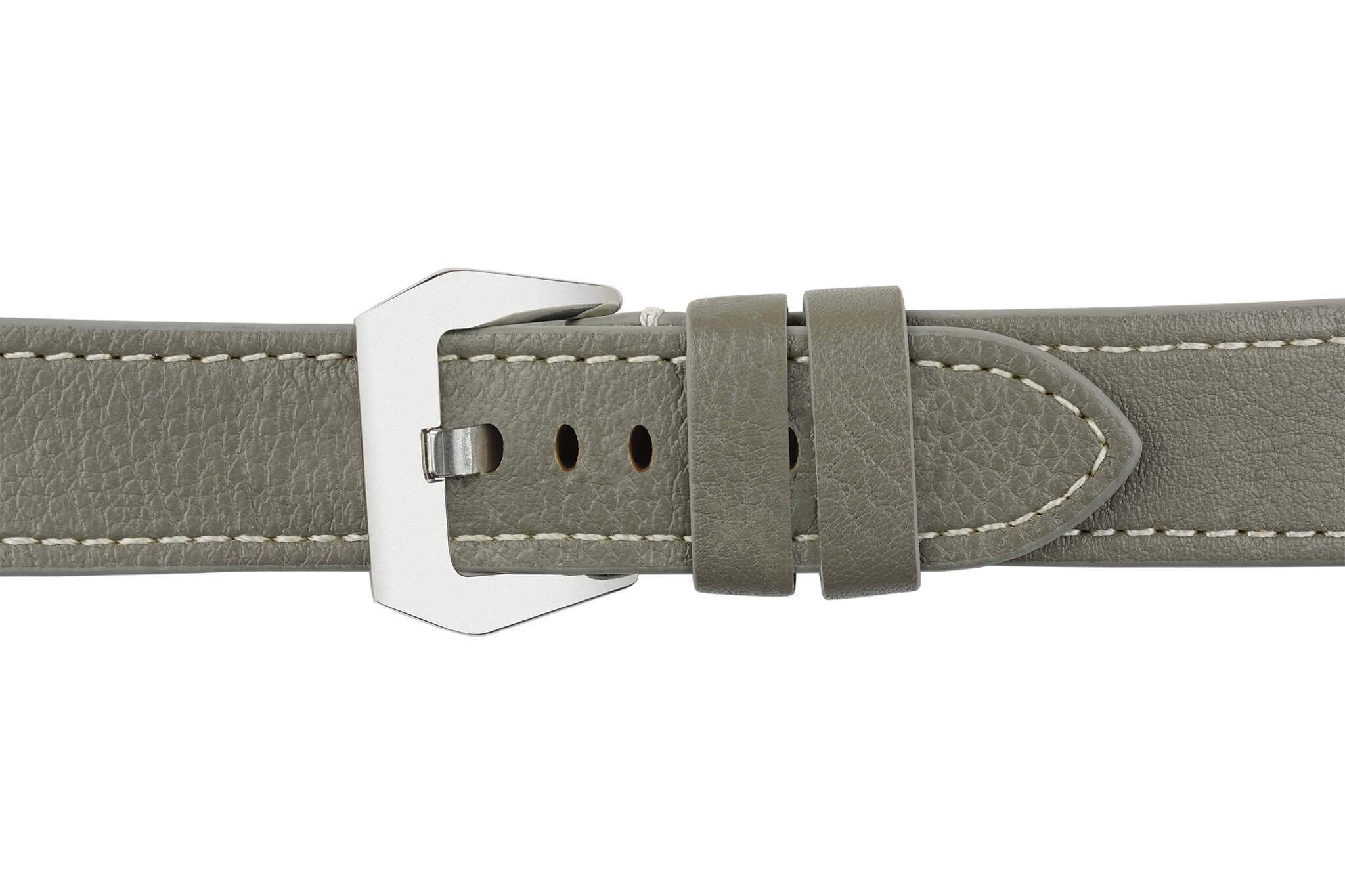 22mm Battleship Grey Leather Watch Strap