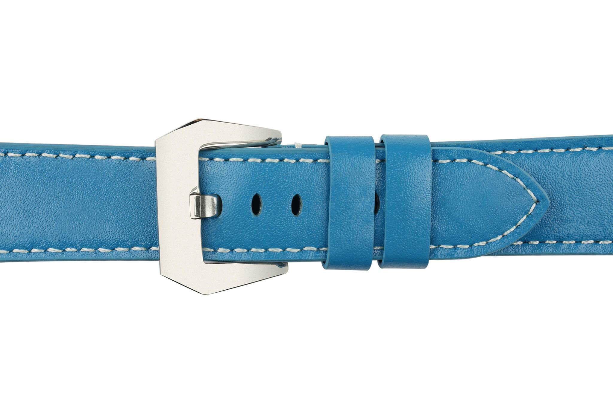 22mm Ocean Blue Leather Watch Strap