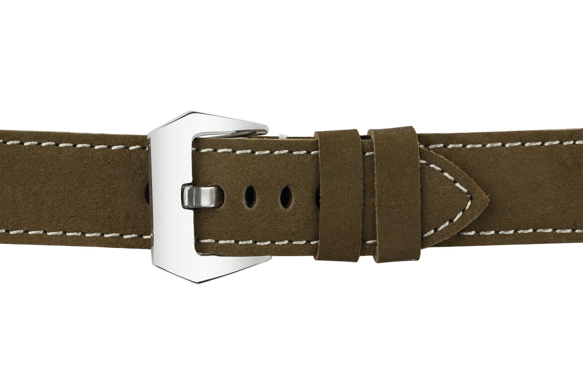 22mm Olive Drab Leather Watch Strap (Soft Leather)