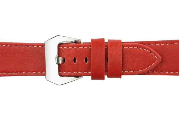 22mm Watermelon Red Leather Watch Strap