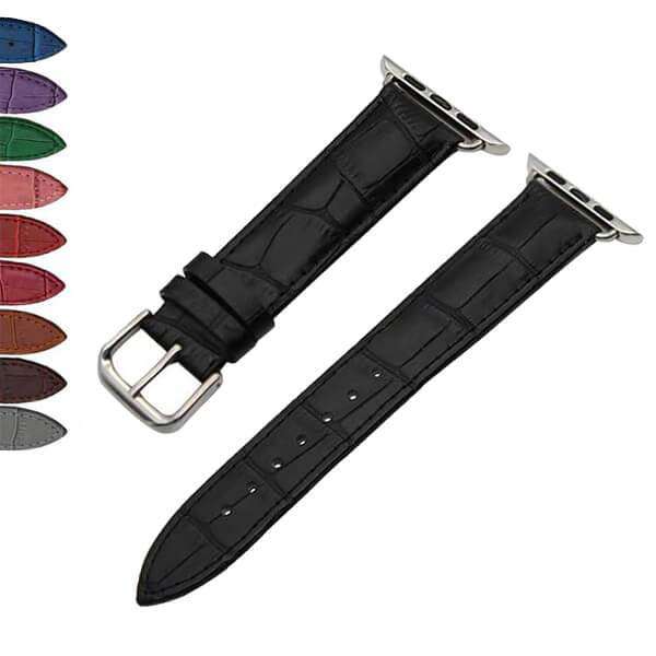 Dark Slate Gray White / Red / Pink / Blue / Purple / Green / Brown / Grey / Black Leather Watch Band for Apple Watch [W155]