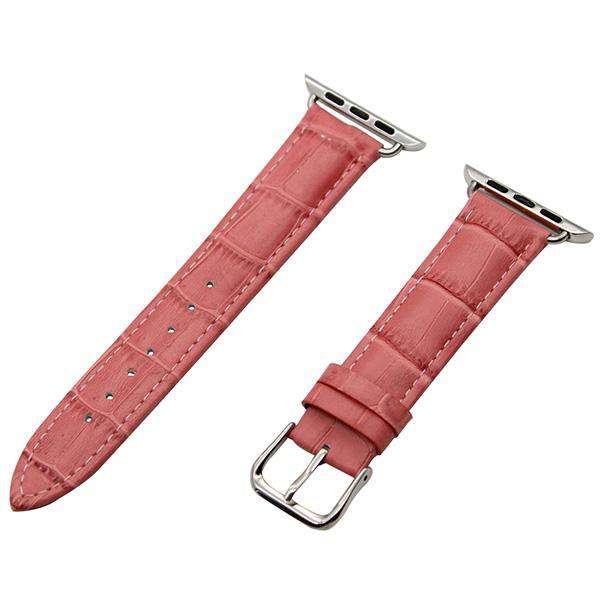 White / Red / Pink / Blue / Purple / Green / Brown / Grey / Black Leather Watch Band for Apple Watch [W155]