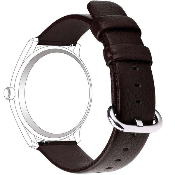Black 18mm 20mm 22mm 24mm White / Yellow / Red / Pink / Blue / Green / Brown / Grey / Black Leather Watch Strap with Quick Release Pin [W095]