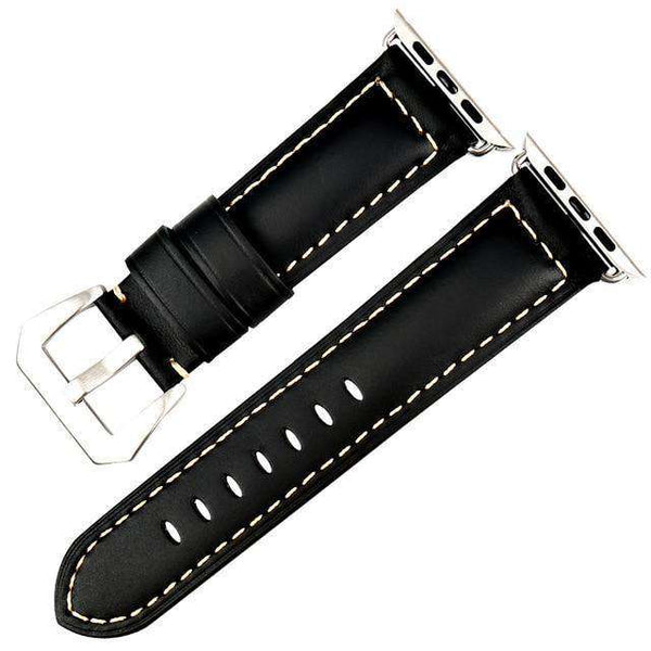 Yellow / Brown / Black Leather Watch Bands with Silver / Black for Apple Watch [W028]