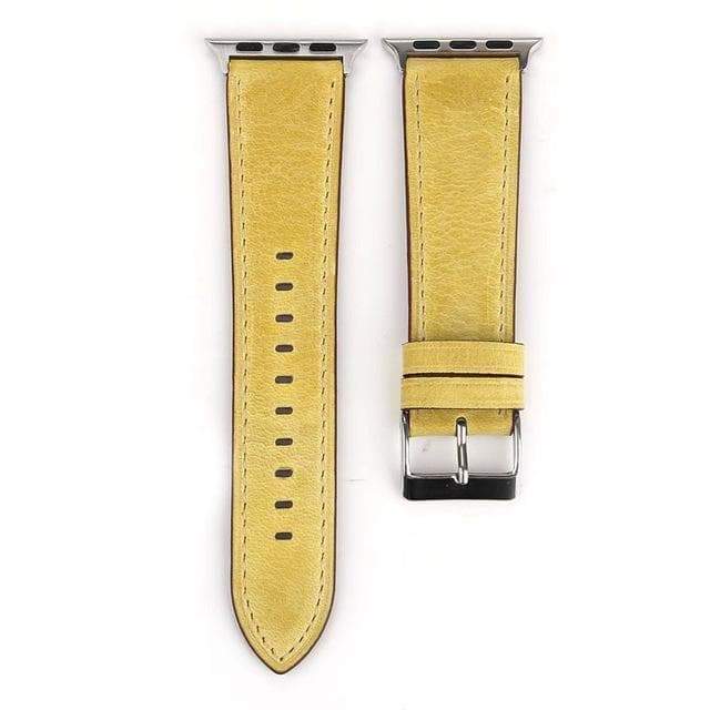 Yellow / Orange / Pink / Blue / Green / Brown Leather Watch Bands for Apple Watch [W031]