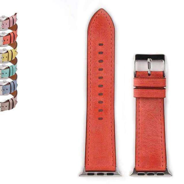 Chocolate Yellow / Orange / Pink / Blue / Green / Brown Leather Watch Bands for Apple Watch [W031]